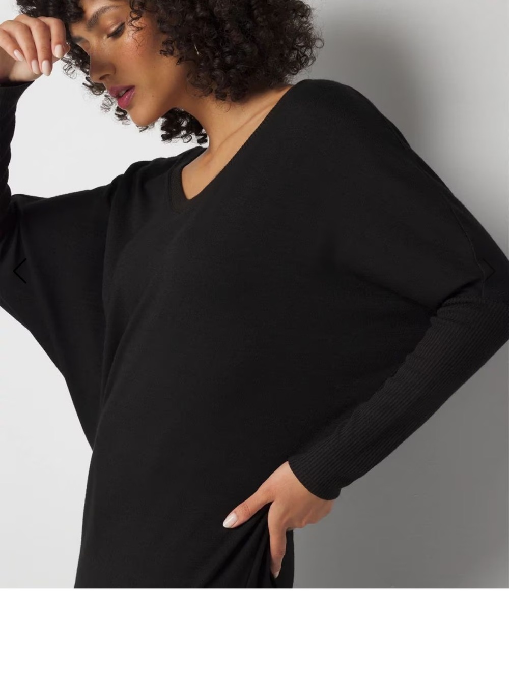 White House Black Market Black Tunic, Ribbed Sleeve Sweater